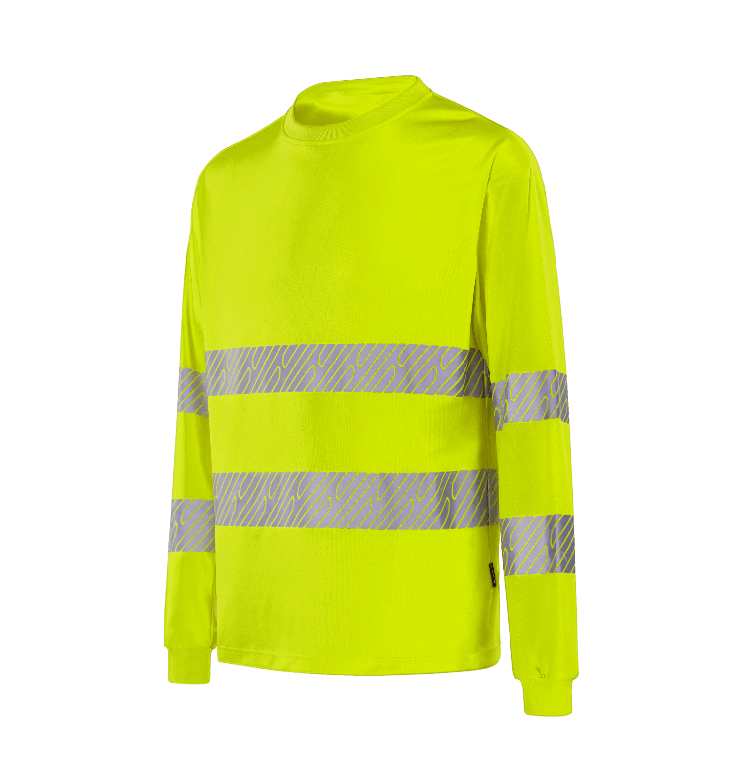 Hi-vis yellow WT303 MANHEIM long sleeve T-shirt, polyester bird's eye fabric, heat transfer reflective tapes, EN 20471 Class 3